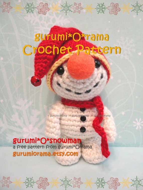 amigurumi Snowman crochet pattern, stuffed plush snowman Christmas free diy pattern, please see description for detail