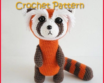 red panda crochet pattern, amigurumi red panda pattern, amigurumi croche pattern, stuffed plush ferret tutorial, instant download