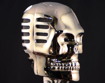 Skull Microphone  Bright Chrome Gothic rock and Roll