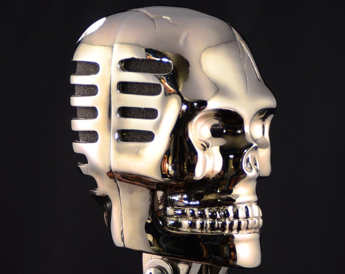 Skull Microphone  Bright Chrome Gothic rock and Roll