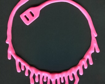 Bright Pink  Dripping Necklace  - Low hanging
