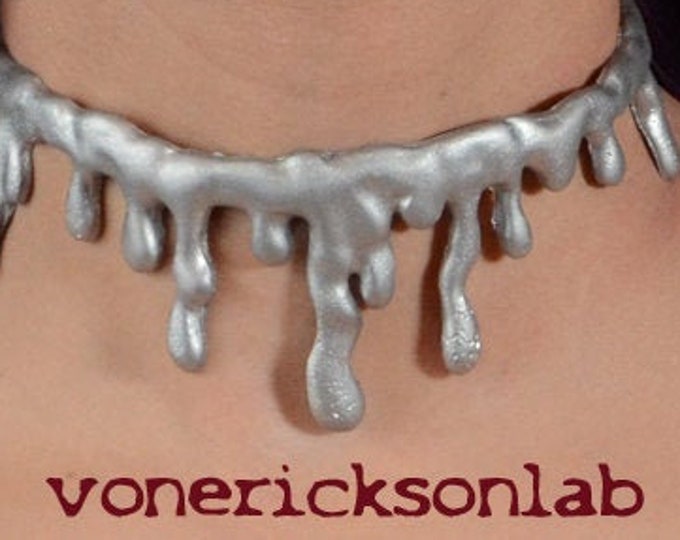 Silver Drip  choker  necklace