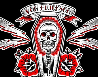 Von Erickson Laboratories Skull Microphone T shirt