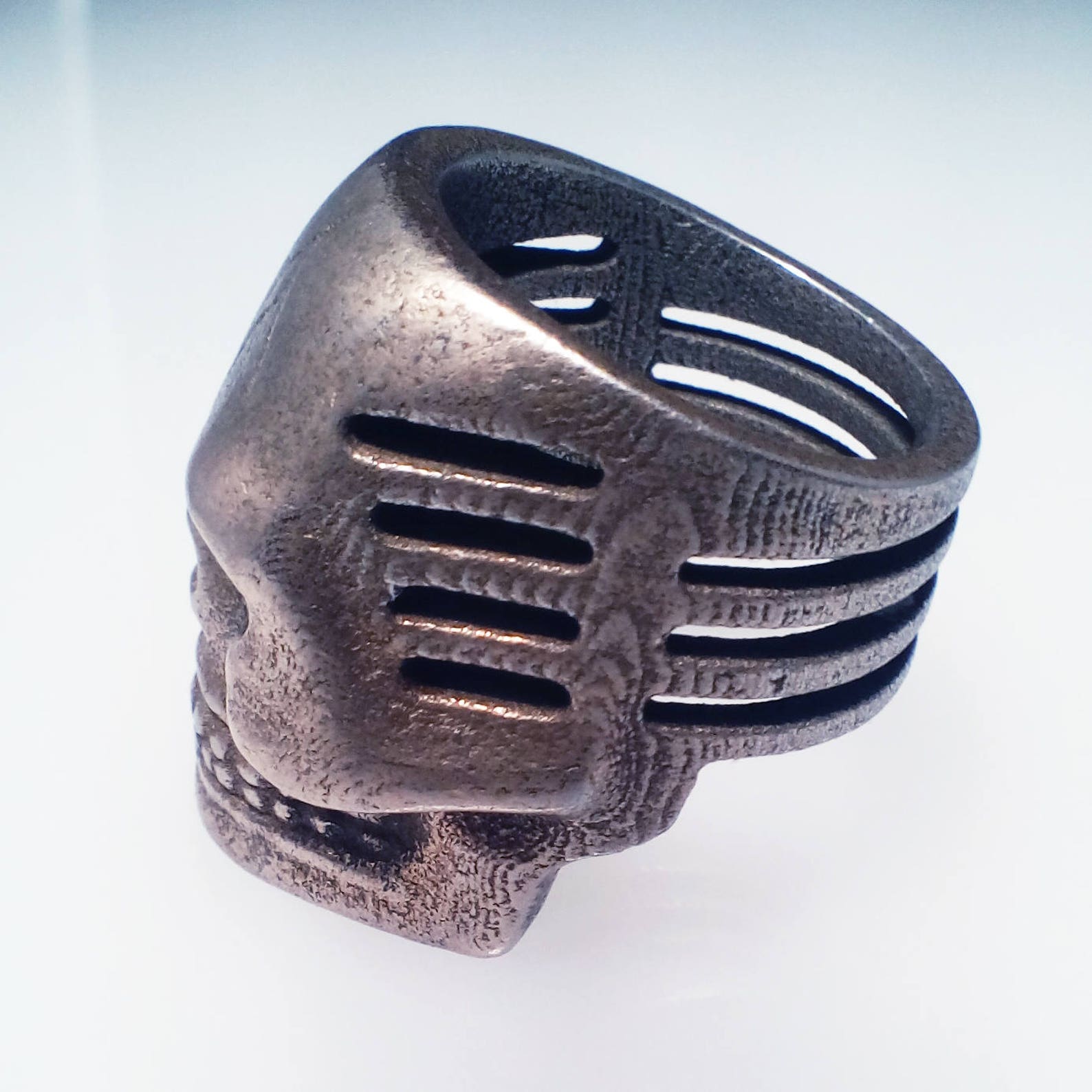 Skull Microphone Ring Bronzed argent Stainless Steel Finish Etsy