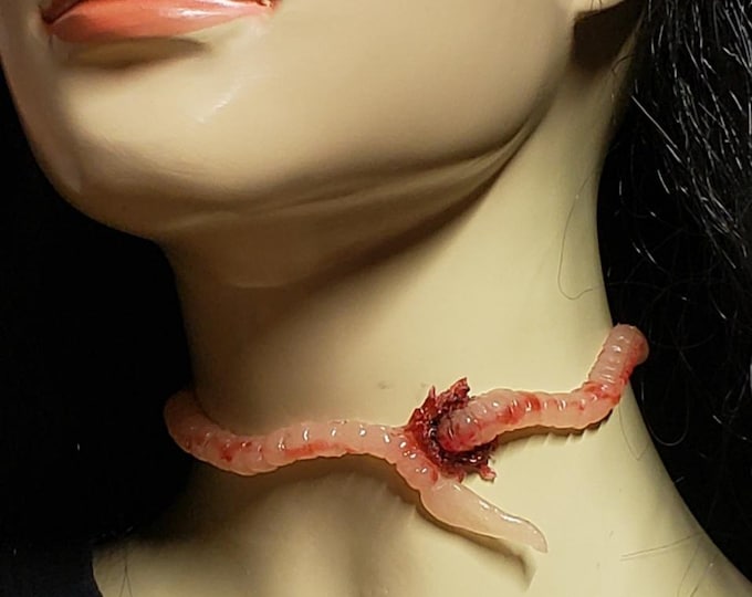 Creepy Worm Penetrating your Neck Horror Choker prosthetic Creepy cute