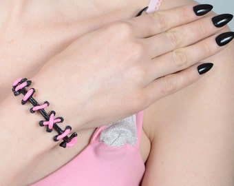 Cute Creepy Pink Stitches Bracelet