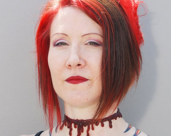 Dripping Blood Vampire  Choker  Necklace  Dark Red