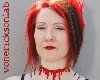 Dripping Blood Necklace - creepy Halloween Jewelry -  Blood Drip Necklace choker Gothic vampire