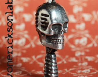 Small Skull Microphone Charm Necklace