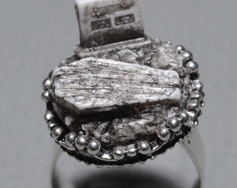 Gothic Cameo Ring- Old  Victorian Cemetery with Tombstone and Coffin  - Zombie  Frankenstein