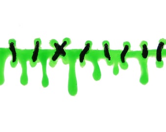 Dripping Bright GREEN Blood Stitch Necklace Choker  -Creepy Cute Horror