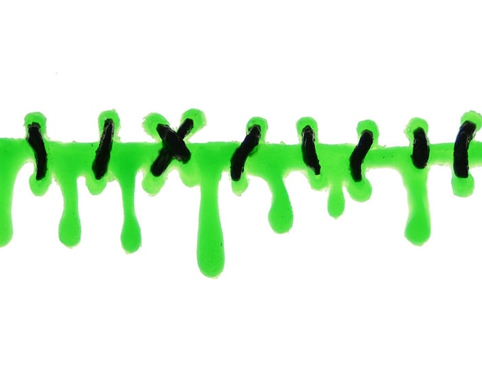 Dripping Bright GREEN Blood Stitch Necklace Choker  -Creepy Cute Horror