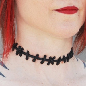 Monster Zombie Frankenstein Stitched Sally Stitch Choker Halloween Costume Necklace  3 PC set