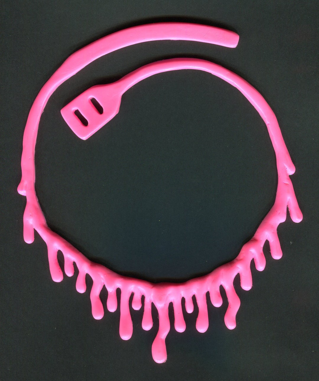 Bright Pink Dripping Necklace Low Hanging Etsy