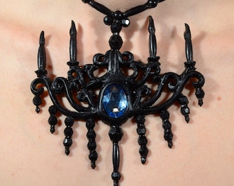 Chandelier Necklace Spooky Gothic choker Blue center