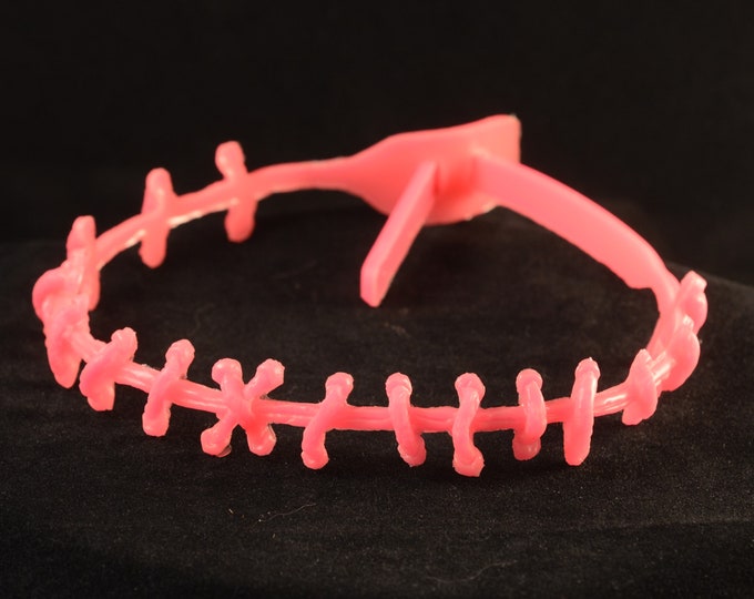 Creepy Cute Pink Stitch Necklace - Frankenstein Monster  Zombie Stitches  PINK