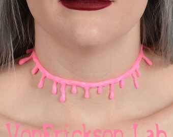 Hot Pink Drip choker Necklace