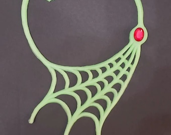 Faux Uranium Glass Spider Web Gothic choker Glow in the Dark