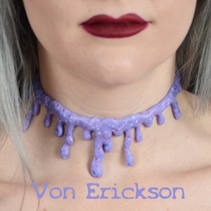 Dripping Blood  Necklace Choker  -Creepy Cute Lilac Candy Drip Kawaii Pastel goth