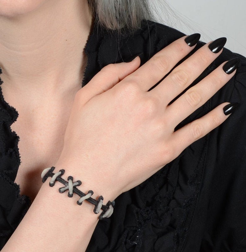 Glow in the Dark Jewelry - Frankenstein Monster Glam Stitches Bracelet ...