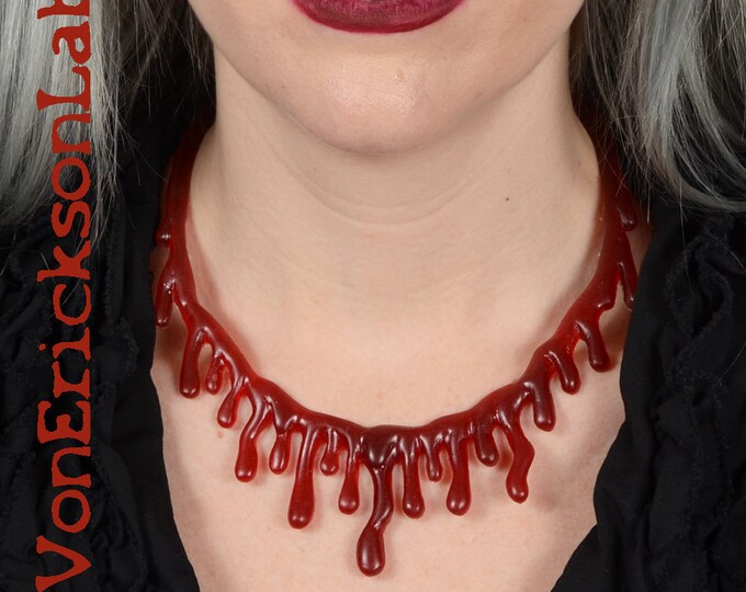 Dark Red Red Dripping  Blood  Drip  Necklace  - Low hanging  Extra Drippy