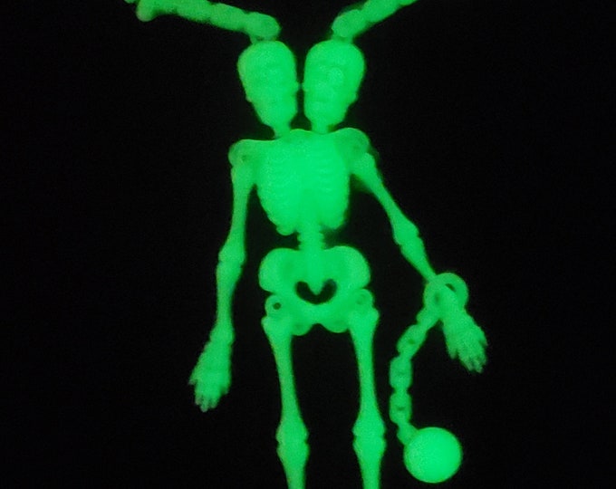 Creepy Crawlers Glow in the dark Skeleton Necklace with Two Heads