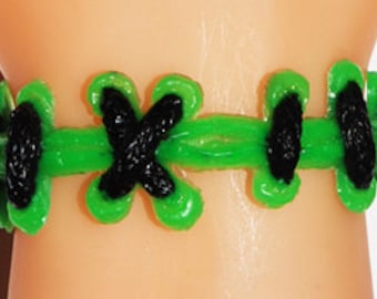 Zombie Horror Bracelet- Frankenstein Monster Stitch Bracelet - Extreme Brite Monster Green