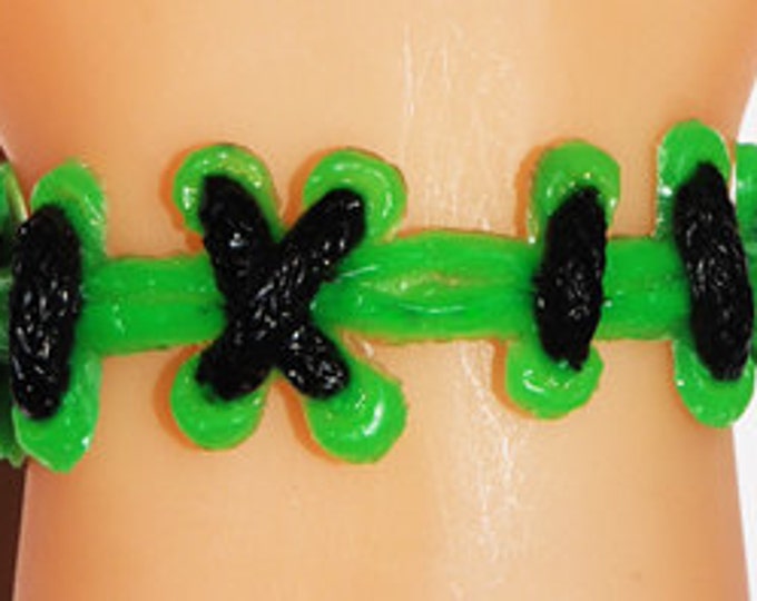 Zombie Horror Bracelet- Frankenstein Monster Stitch Bracelet - Extreme Brite Monster Green