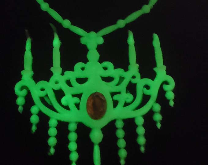 Chandelier Necklace Spooky Gothic choker Red Center Glow in the Dark