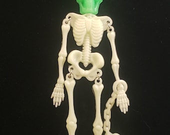 Creepy Crawlers Glow in the dark Skeleton Necklace with Two Heads