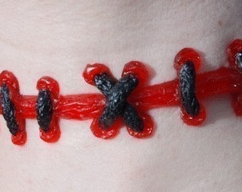 Stitches choker necklace - Bright Red Extreme