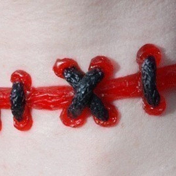 Stitches choker necklace - Bright Red Extreme