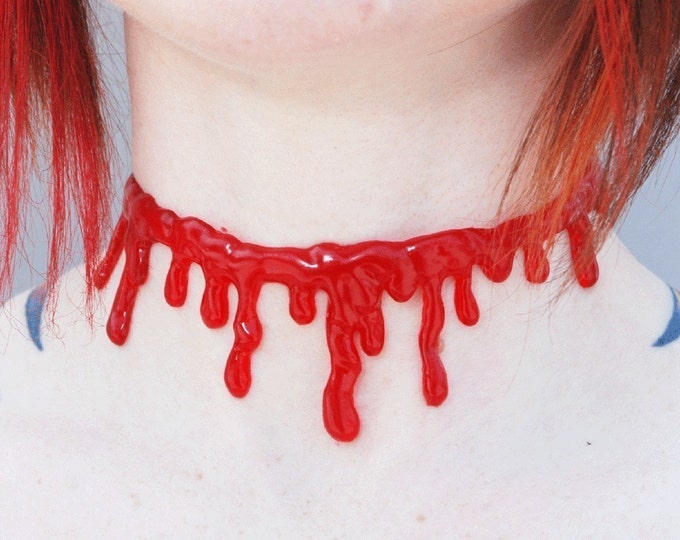 Blood  choker  necklace Extra Drippy- Bright  Red