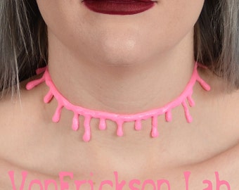 Small Perfectly Pink drip necklace creepy cute