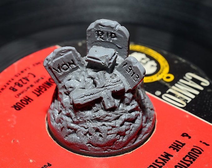 Creepy Cemetery 45  RPM Record adapter/ decorative spinner