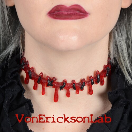 Dripping Blood Stitch Necklace Choker creepy Cute Horror - Etsy
