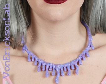 Purple Candy Drip Necklace  -Low Hanging - Creepy Cute Lilac Candy Drip Kawaii Pastel goth