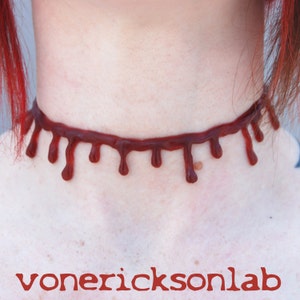 Creepy Necklace Blood Drip choker necklace Macabre dark red image 2