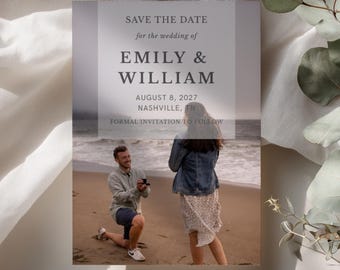 Plantilla moderna para anunciar la fecha de la boda con foto, plantilla editable de Canva para anunciar la fecha de la boda, papelería moderna para bodas, anuncio fotográfico imprimible, descarga instantánea.