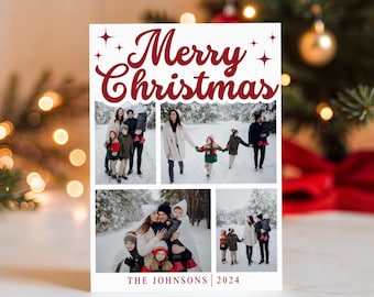 Editable Boho Christmas Photo Card Template, Canva (Digital Download)