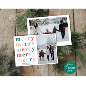 Modèle modifiable de carte de Noël bohème coloré, jolie carte de vœux colorée, carte photo de Noël neutre joyeux, idées de cartes bricolage imprimables