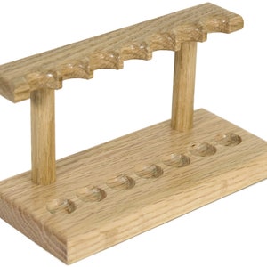 Seven Station Oak Pen Holder and Display