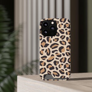 Stylish Leopard Print Phone Case With Card Holder, Wild Animal Print, Trendy Accessory for Fashion Lovers, Gift Idea for Her, Eco-Friendly