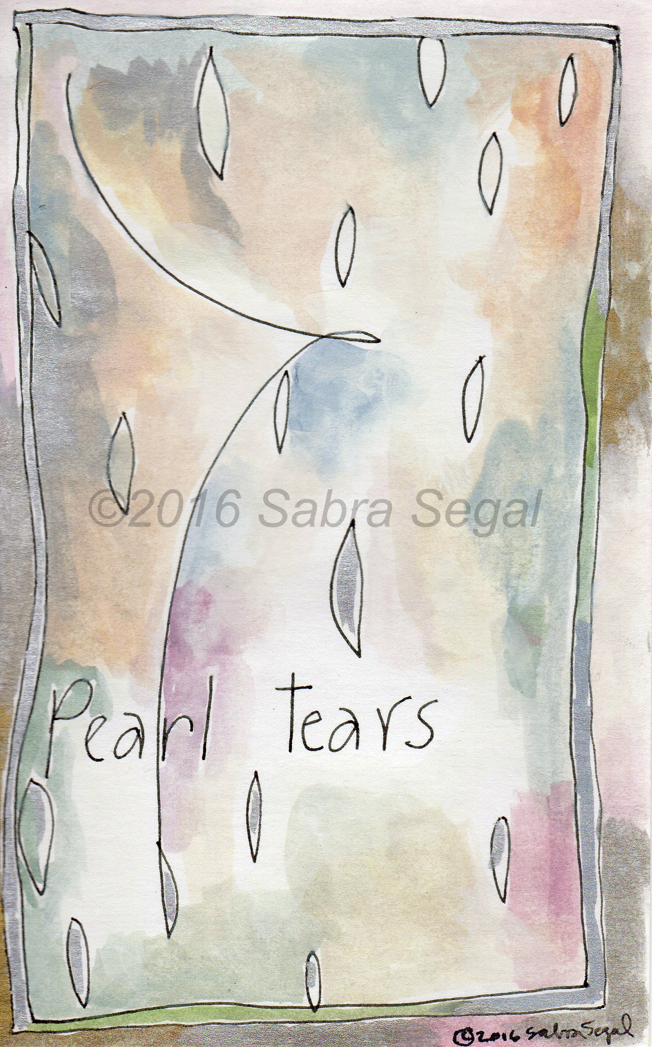 Pearl Tears Gouache Abstract Painting With Ink Drawing And Etsy