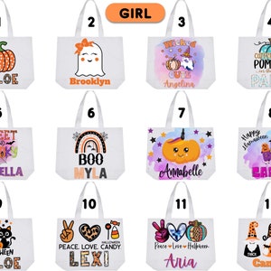 Personalisierte Halloween Tasche für Trick oder Leckerli Süßigkeiten |  Süßes Geschenk für Kinder | Custom Kürbis Trendy Mädchen Große Tasche