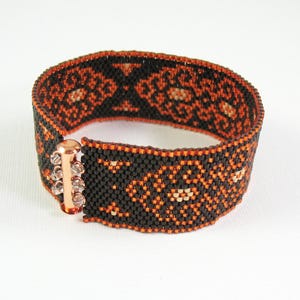 Woven Bead Bracelet in Chocolate Brown and Shiny Copper