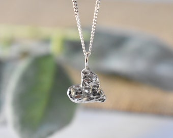 Organic heart necklace Recycled Sterling Silver WILD AT HEART