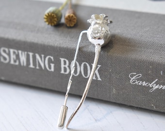 Sterling Silver Poppy Seed Head Tie Lapel Stick Pin Brooch Nature Botanical UK Hallmarked