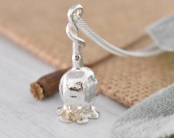Sterling Silver Poppy Seed Head Necklace, Botanical Jewellery, UK Hallmarked