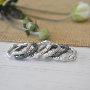 Organic Ring, Molten, Recycled Sterling Silver Reticulated Stacking Ring image 8